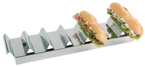 Soporte bocadillos y perritos de acero inoxidable 48x11x6 cm