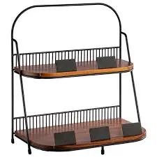 Soporte Buffet 2 Alturas Acero / Madera 35,5X21X40 Cm.
