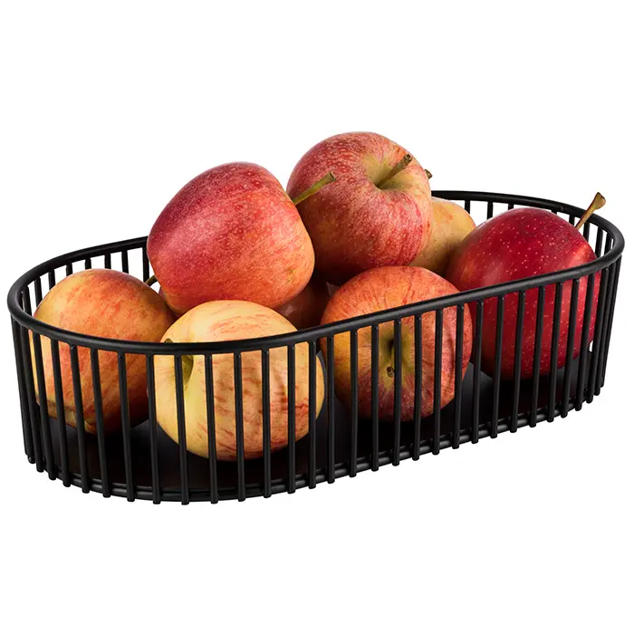 Cesta Metalica Negra Oval 29X16X7 Cm.