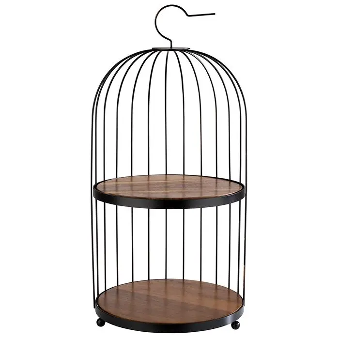 Soporte buffet 2 alturas acero / madera birdcage 26x54 cm