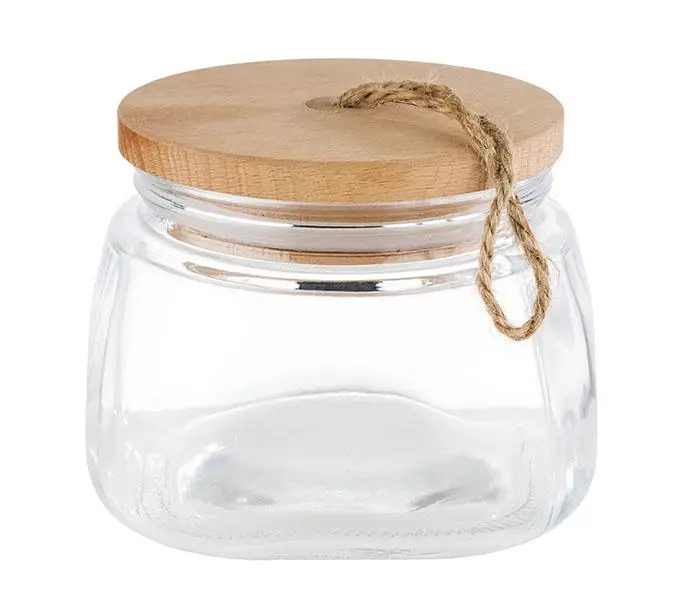 Tarro Woody tapa de madera 14x14x11 cm