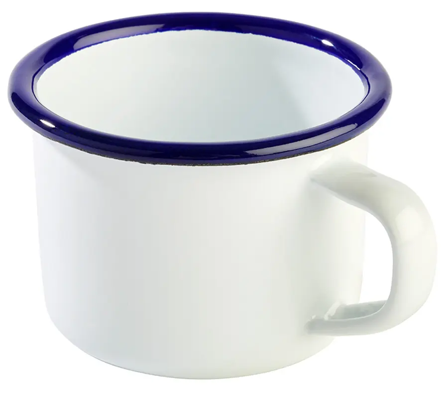 Zz26 Taza Enamel Blanca Filo Azul 10 Cl.