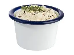 Ramequin Enamel Look Melamina Blanco Filo Azul 7 Cm.
