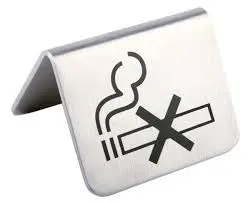 Placa No Smoking Inox. 5,5X5X3,5 Cm. 2 Unidades