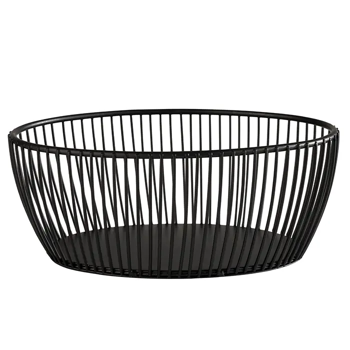 Cesta metálica negra oval 20x15x8 cm