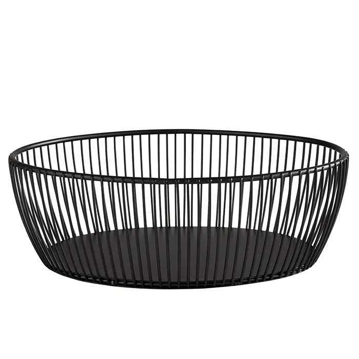 Cesta metálica negra oval 24x19x8 cm