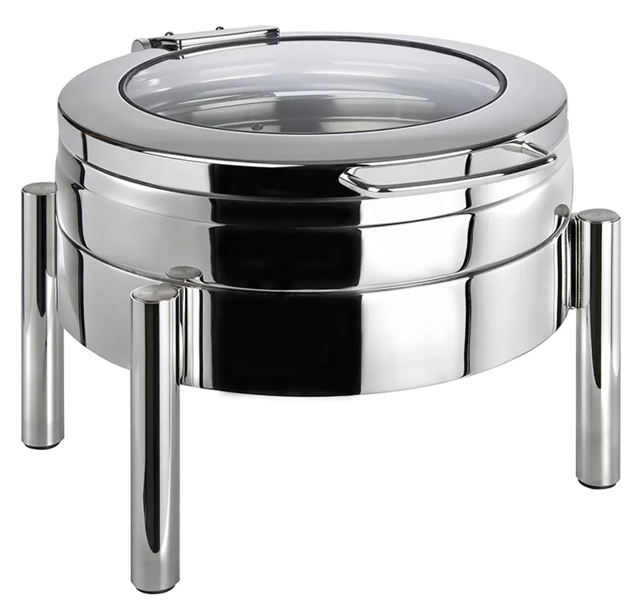 Chafing dish redondo Premium tapa de cristal 44x54x33 cm