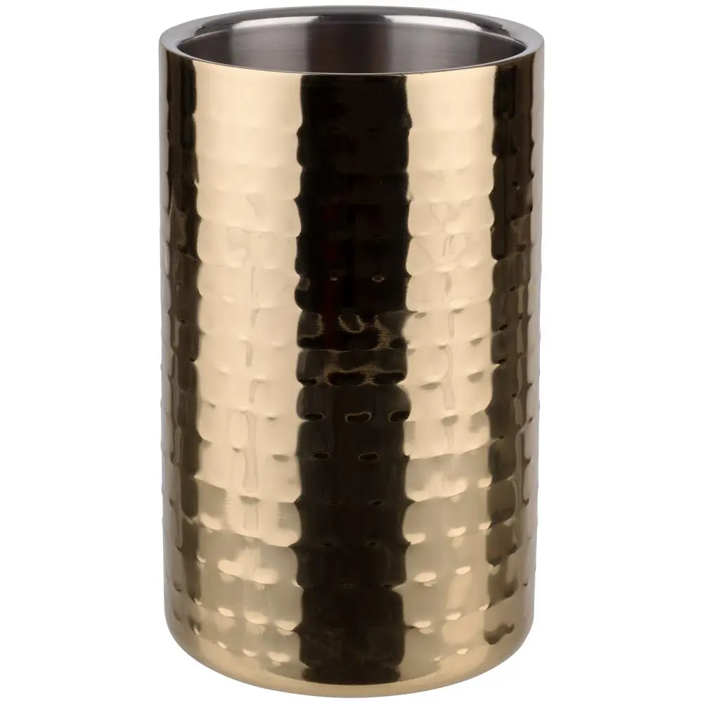 Enfriador botellas doble pared amartillado oro 12x20 cm