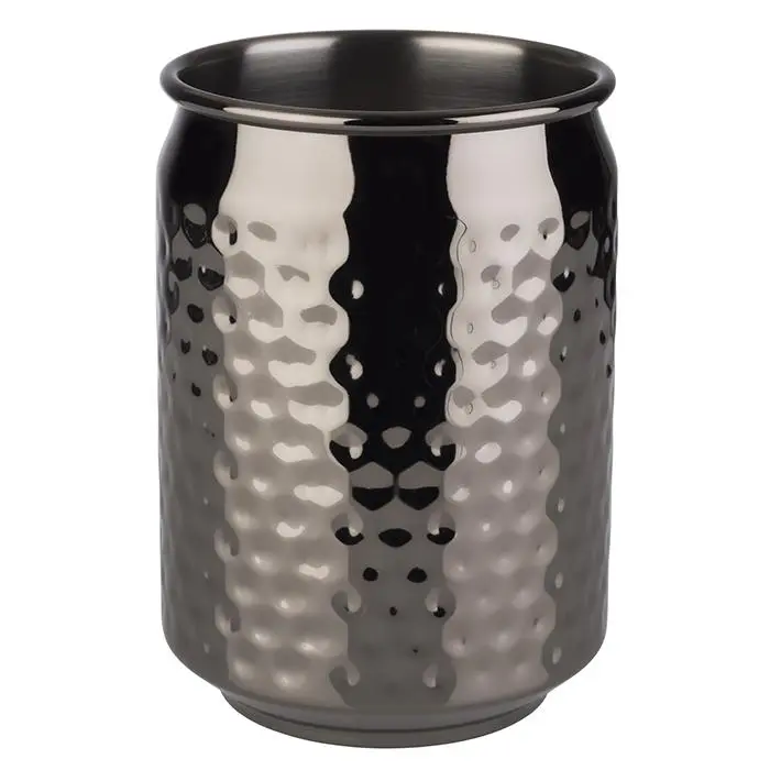 Vaso barril amartillado negro 7,5x10,5 cm