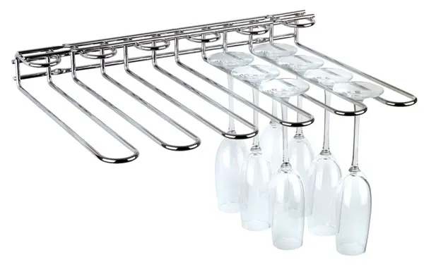 Soporte colgador copas mural de acero inoxidable 45x32 cm