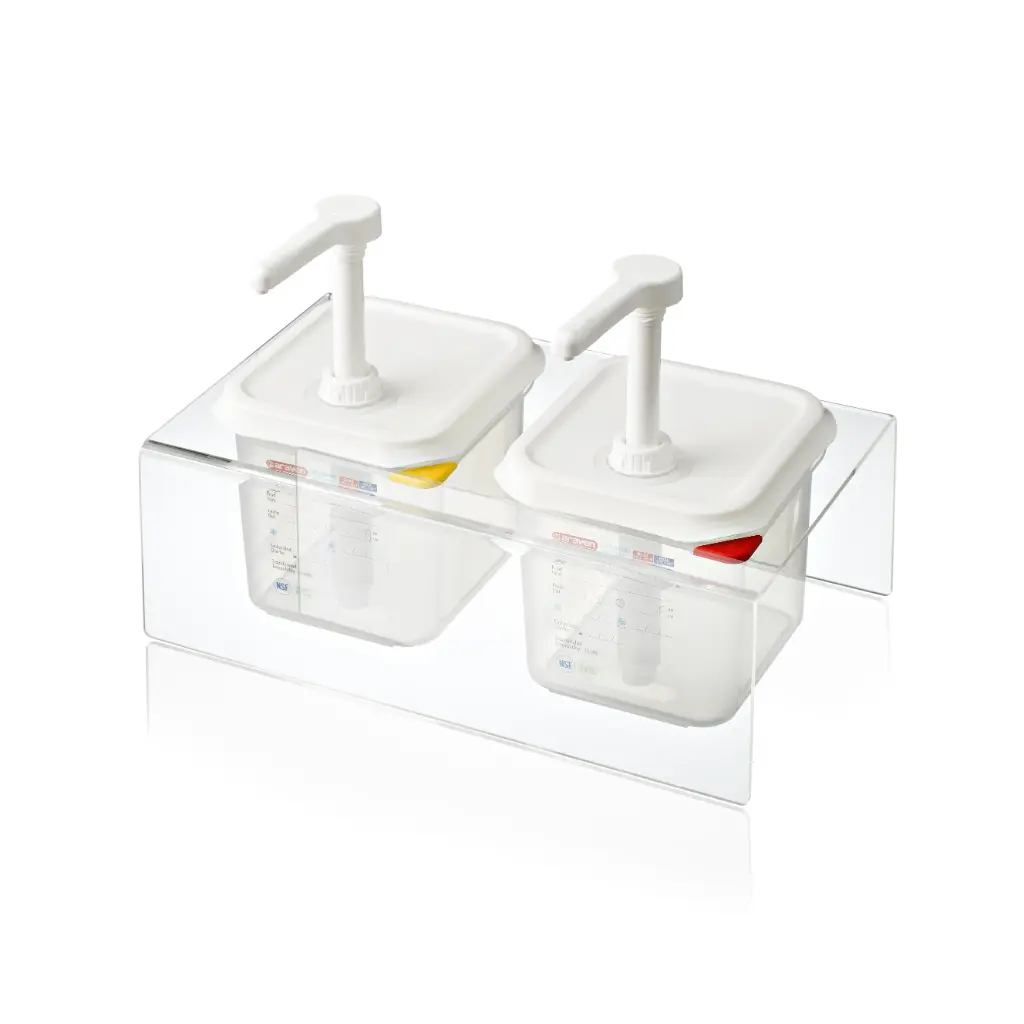 Dispensador salsas PP con bomba doble GN 1/6 2,6 l