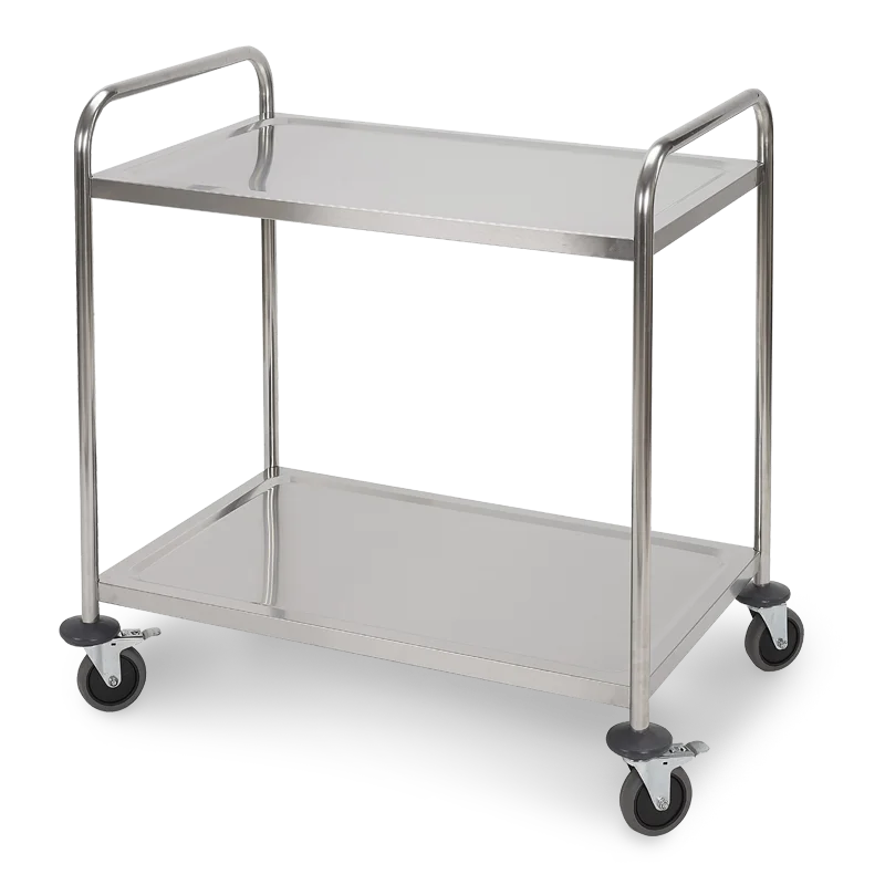 Carrito de cocina en acero inoxidable con 2 estantes