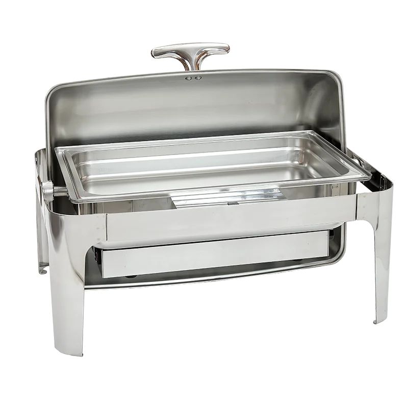 Chafing dish eléctrico de Luxe con tapa roll Top de acero inoxidable