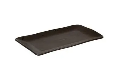 Fuente Rectangular Q Authentic Speckle Filo Negra 29X16 Cm.
