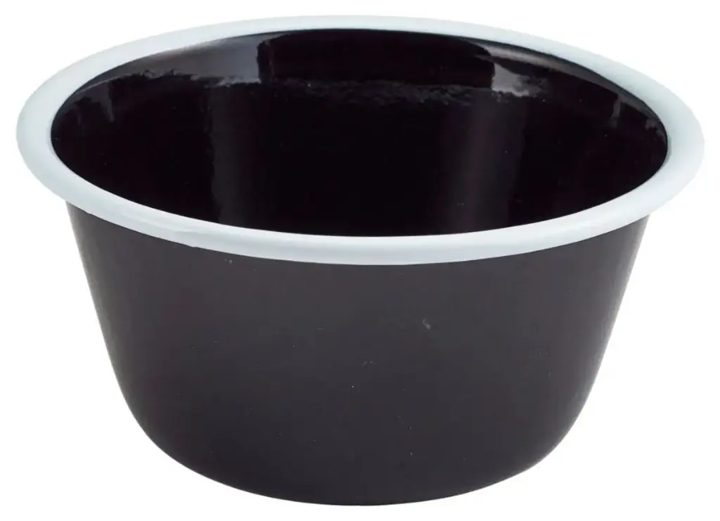 Bol Enamel negro filo blanco 12x6 cm