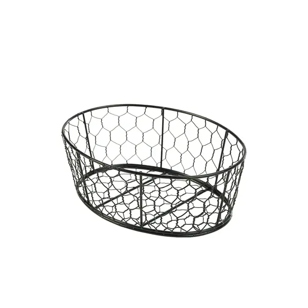 Cesta degustación Alambre negra oval 23x17x10