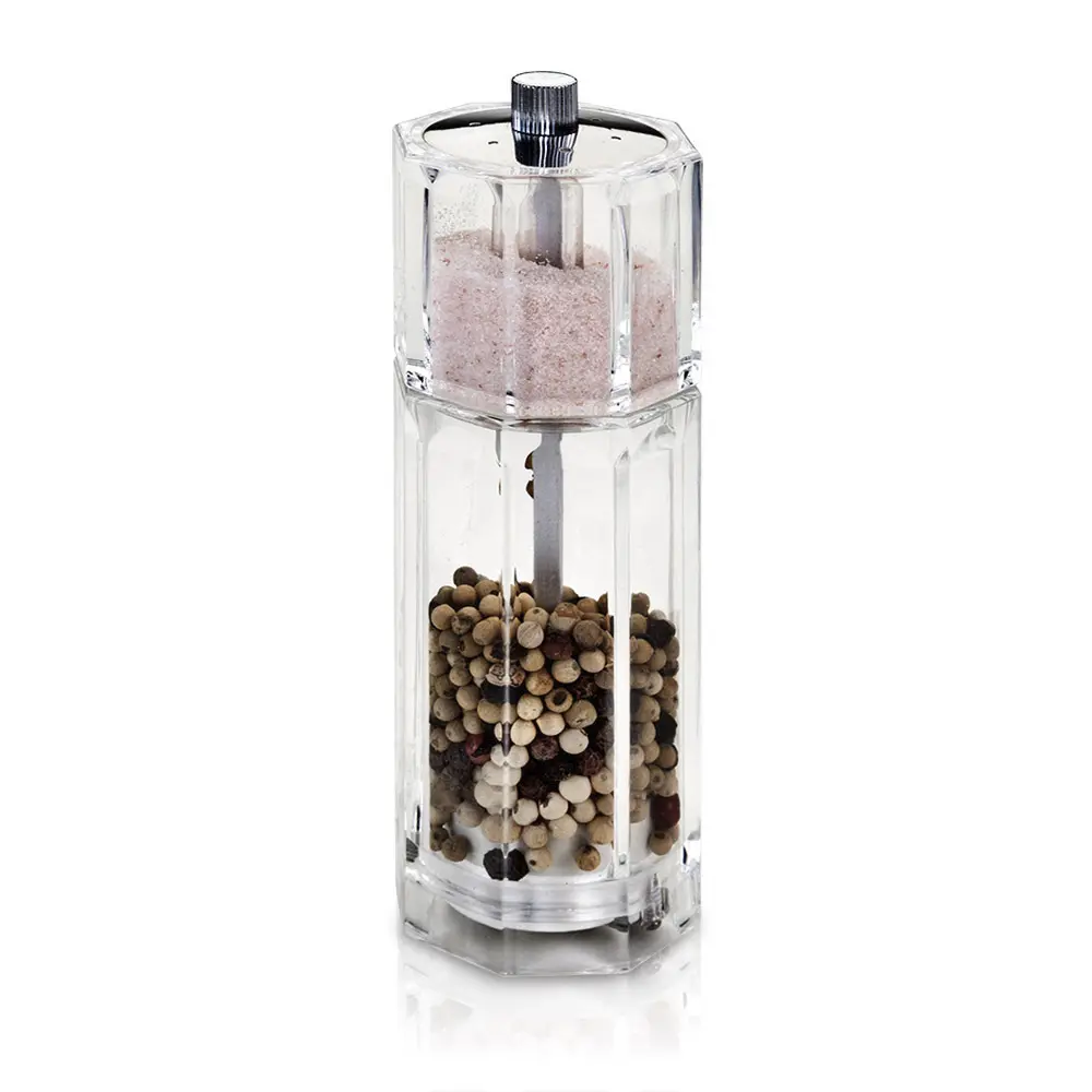 Molinillo pimienta acrílico con salero 16 cm