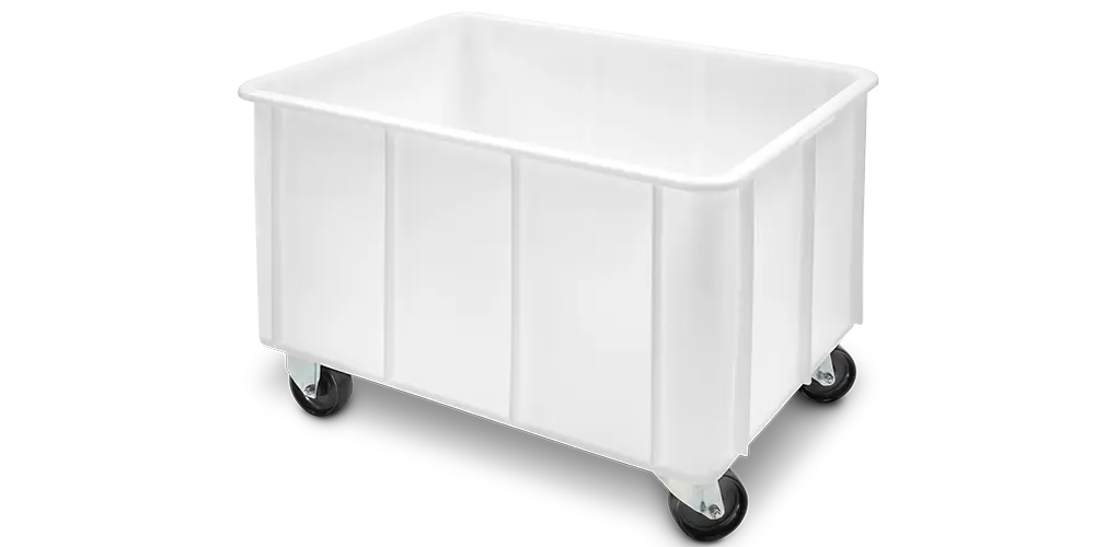 Cubeta manutención lisa blanca con ruedas 155 l 80x60x56 cm