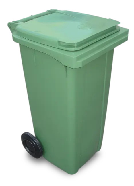 Cubo basura verde con ruedas 120 l