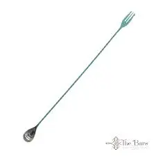 Cuchara Coctel Torneada Con Tridente Verde Tiffany 45 Cm.