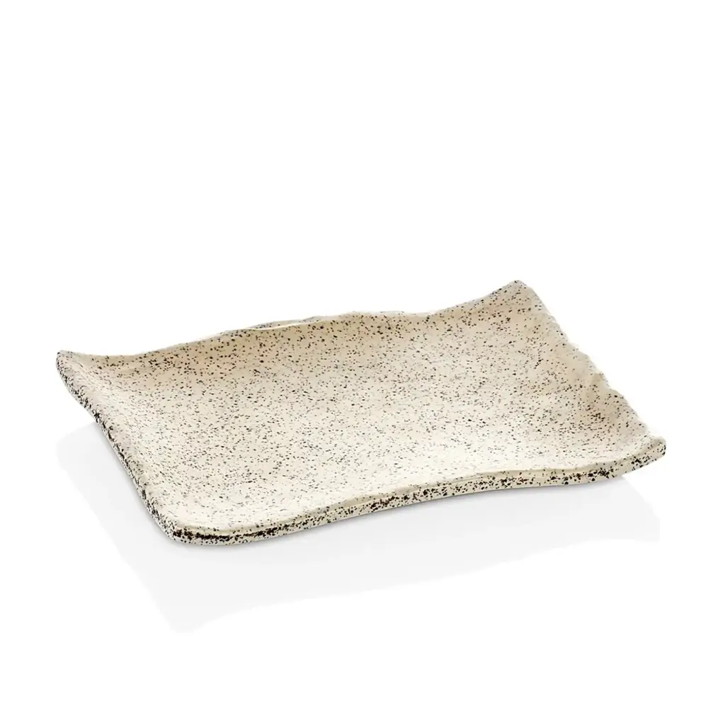 Fuente rectangular melamina Granito beige 19x13 cm