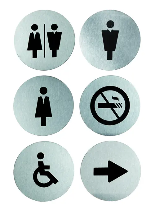 Cartel de acero inoxidable adhesivo variado pack 6 unidades