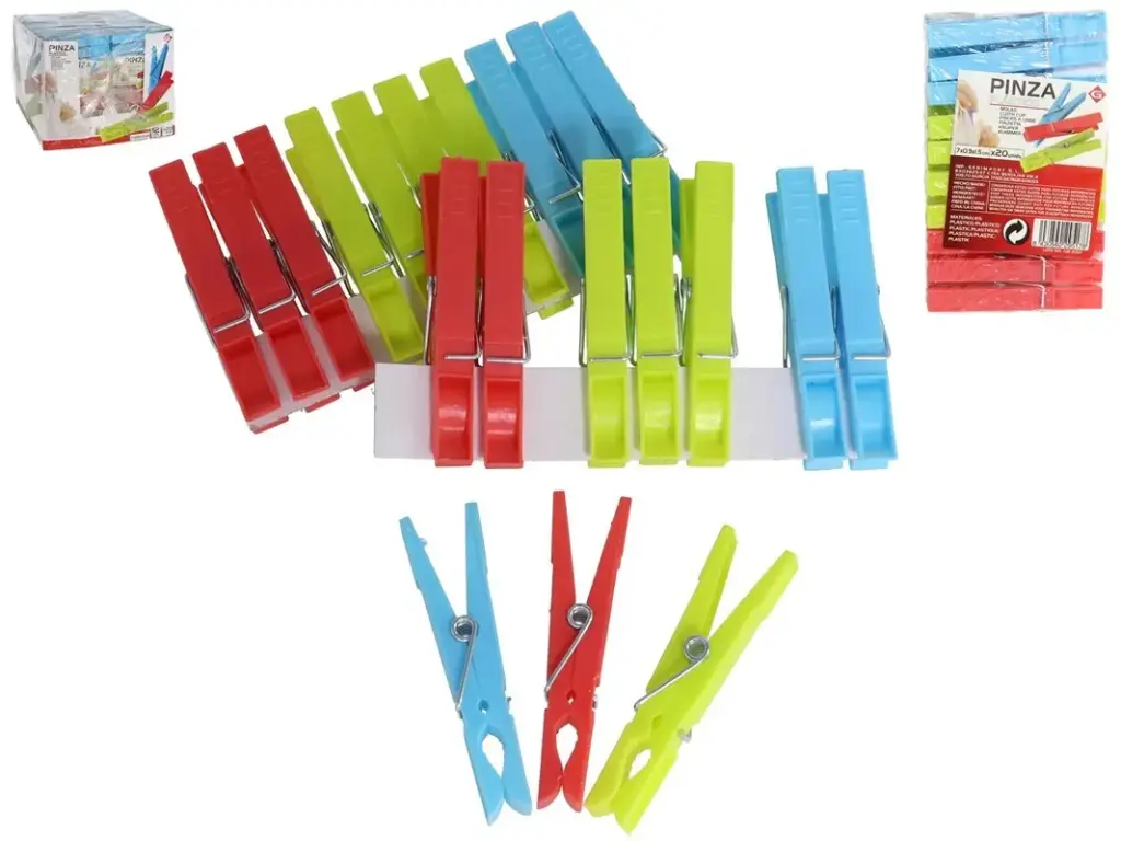 PINZA ROPA PLASTICA 20 UNIDADES