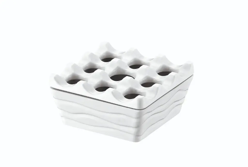 Cenicero agua cuadrado melamina blanco 9x9x4,5 cm
