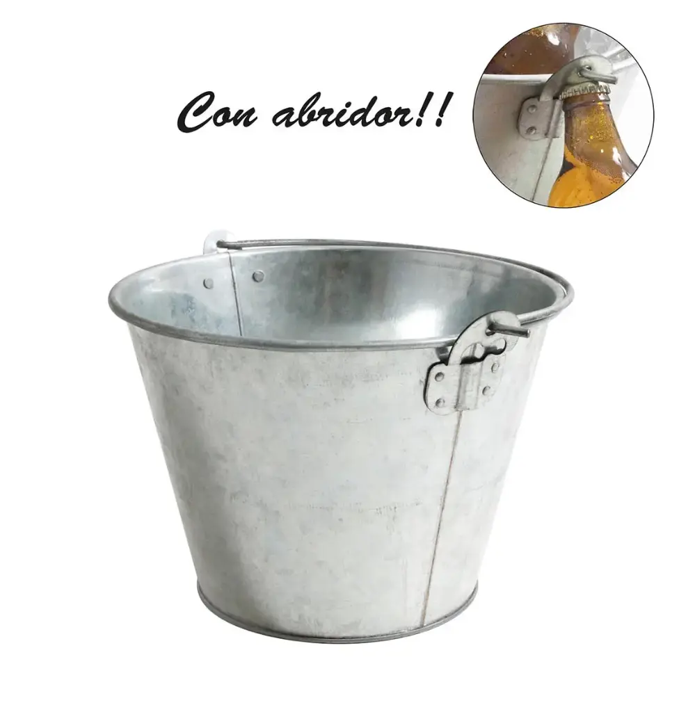 Cubo galvanizado con descapsulador redondo