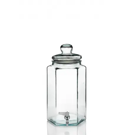 Zz26 Tarro Hexagonal C/Tapa Y Grifo 6.5 L. 39 Cm.