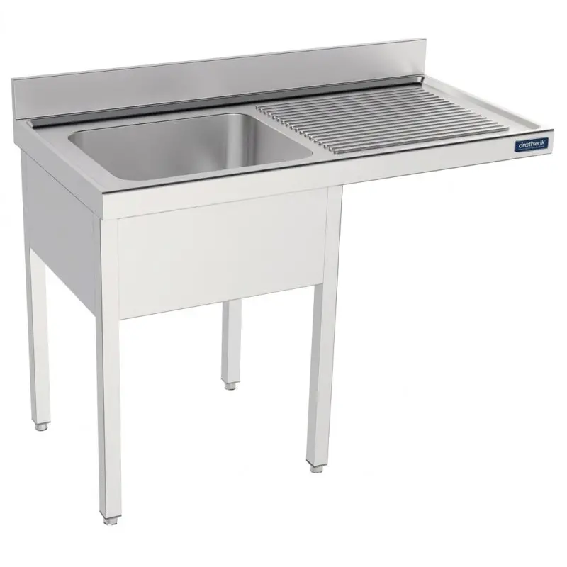 Fregadero industrial con alojamiento para lavavajillas con escurridor a la derecha 120x60 cm.