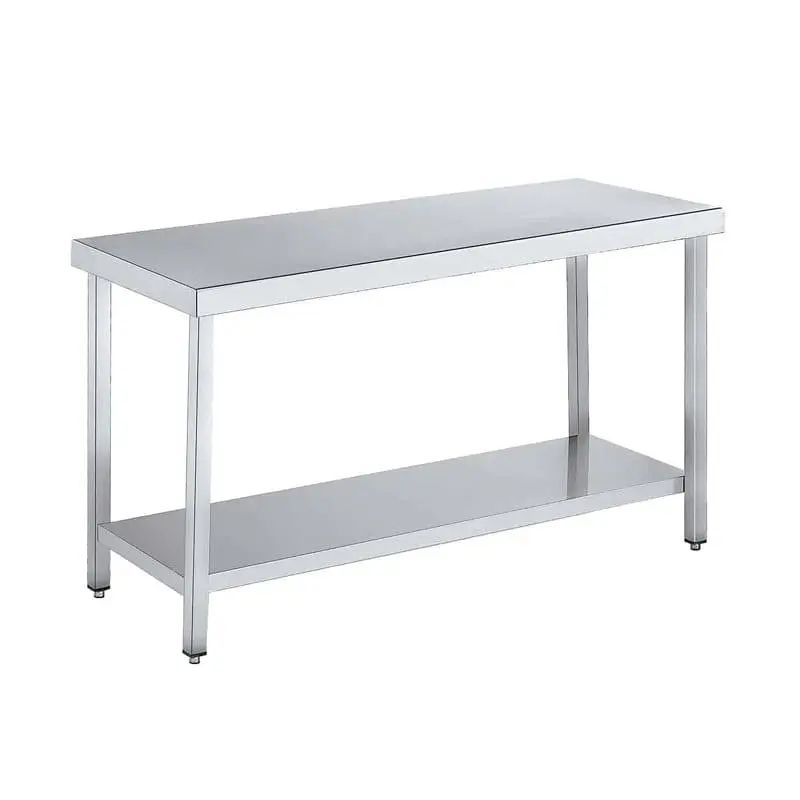 Mesa de trabajo central inox. con estante MTC-600x1200 dimensiones 120x60x85 cm.