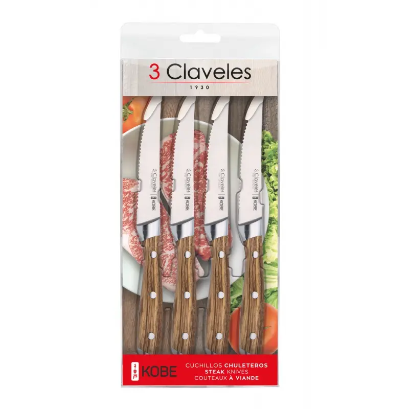 Set 4 cuchillos chuleteros Kobe 11,5 cm