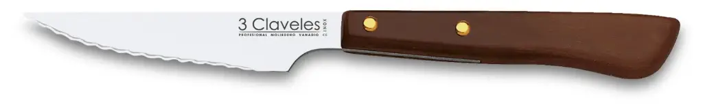 Cuchillo chuletero mango de madera 3 Claveles