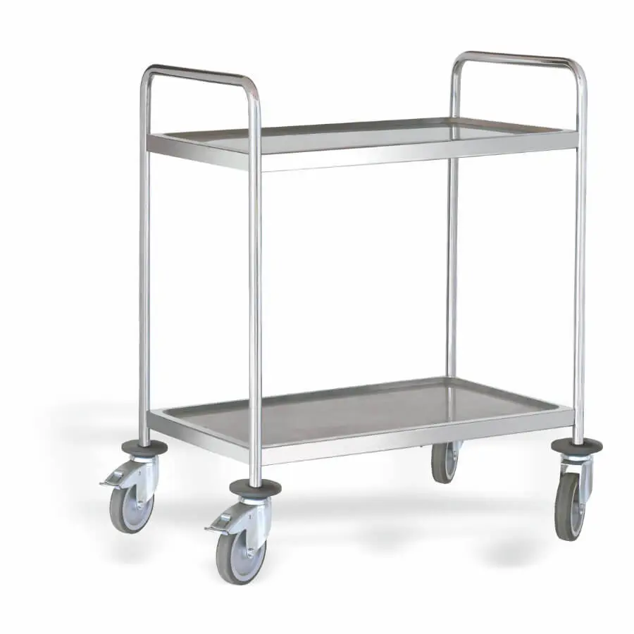 Carro servicio de acero inoxidable 2 estantes 80x50x101,5 cm
