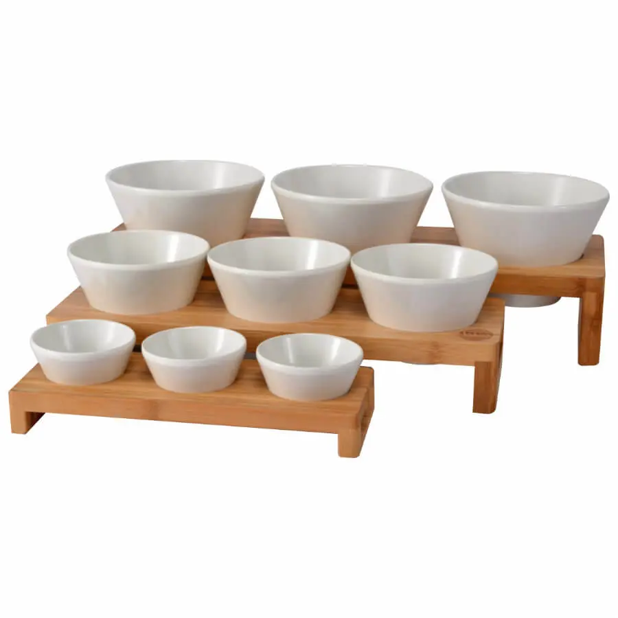 Soporte Madera Bambu 3 Boles Melamina 49,5X16X8,5 Cm.