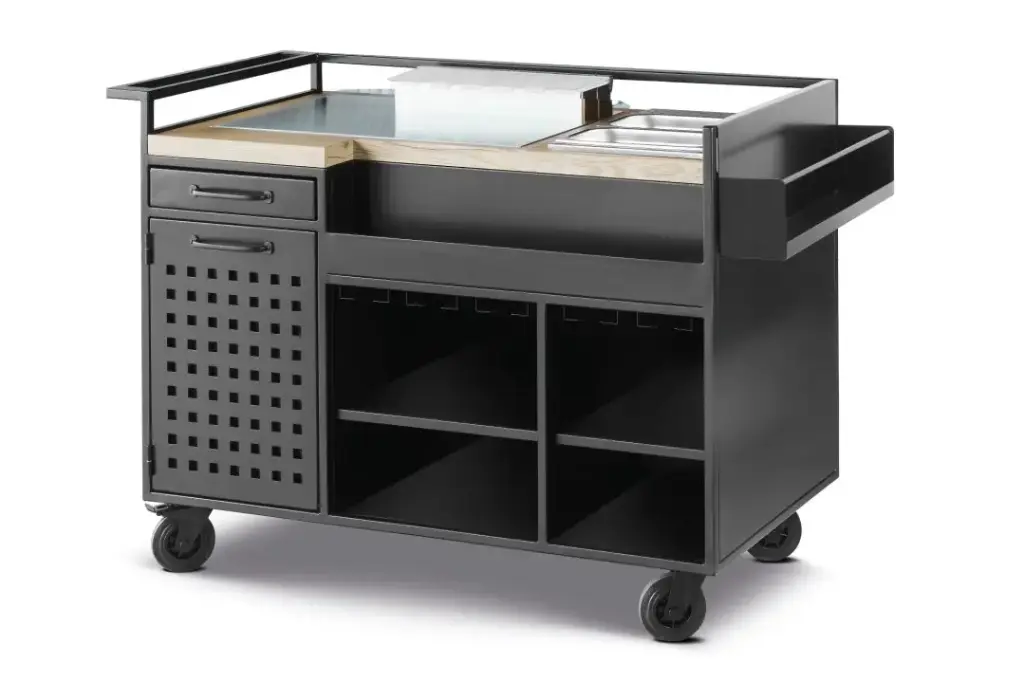 Carro coctelería Pujadas de acero inoxidable 132,5x53x98,5 cm