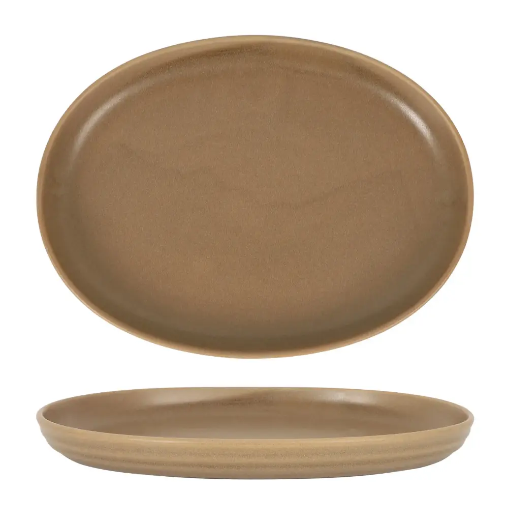 Fuente Oval Aljarafe Marron 31X23X4 Cm.