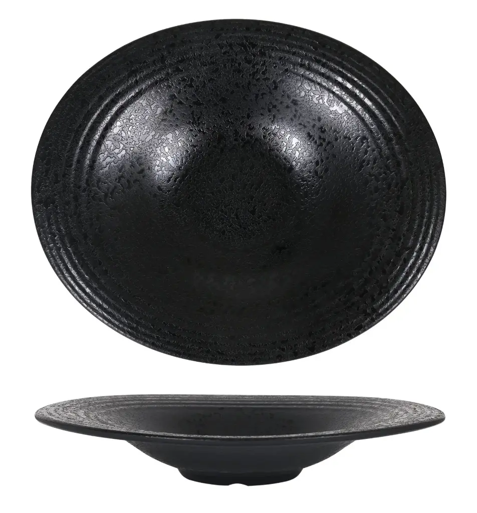 Plato Pasta Oval Tohu Arizona Melamina Negro 29X24.5 Cm.