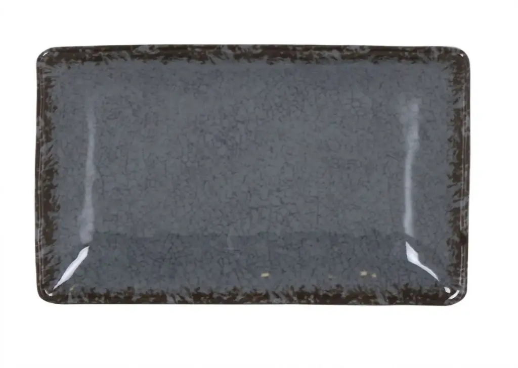 Fuente rectangular guayaba gris melamina 21,5x13,5x3 cm