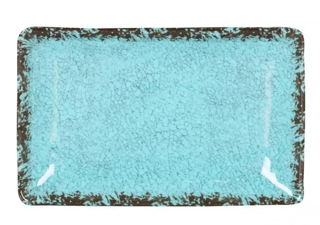 Fuente rectangular guayaba azul melamina 21,5x13,5x3 cm