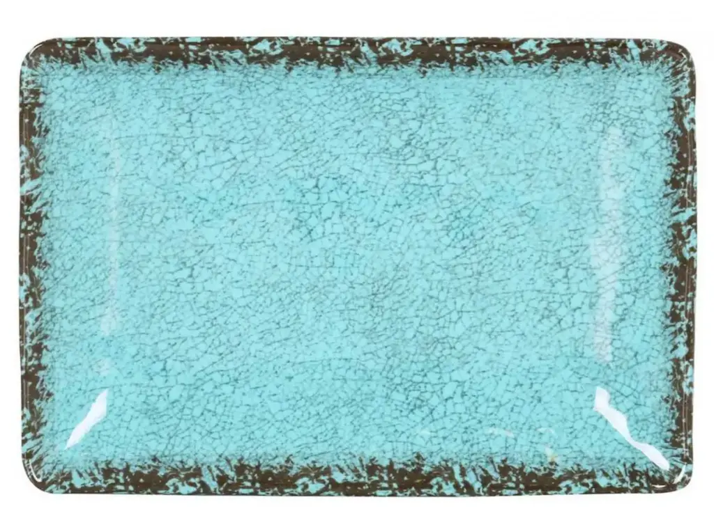 Fuente rectangular guayaba azul melamina 30x21x3,5 cm