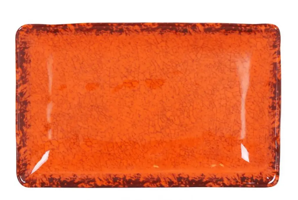 Fuente Rectangular Guayaba Naranja Melamina 25X17X3,5 Cm.