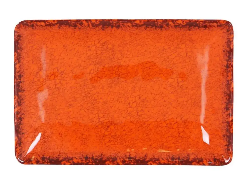 Fuente rectangular guayaba naranja melamina 21,5x13,5x3 cm