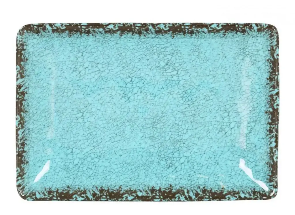 Fuente rectangular guayaba azul melamina 25x17x3,5 cm