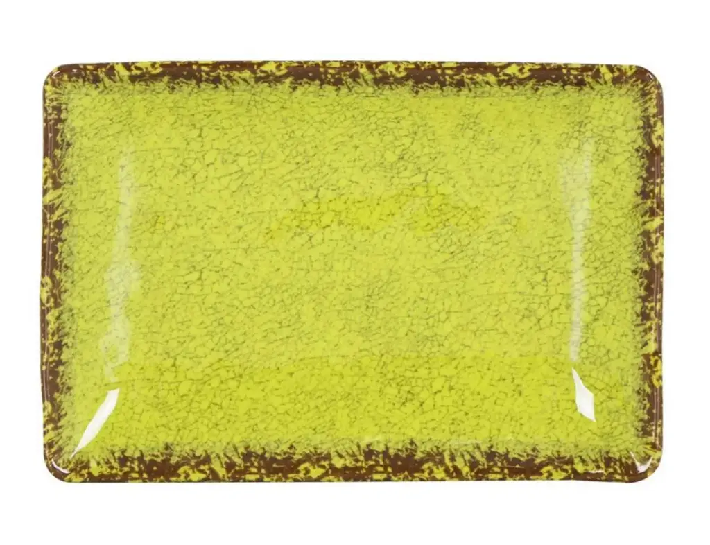 Fuente rectangular guayaba Pistacho melamina 25x17x3,5 cm