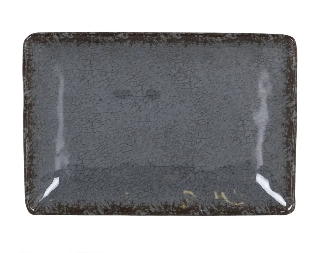 Fuente rectangular guayaba gris melamina 25x17x3,5 cm