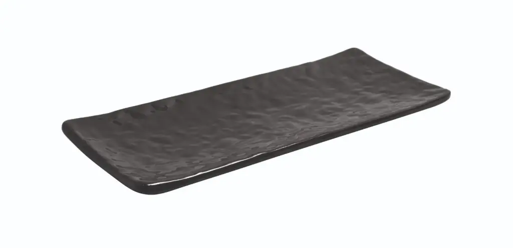 Fuente rectangular Mamba negra melamina 28,8x12,2x2,5 cm