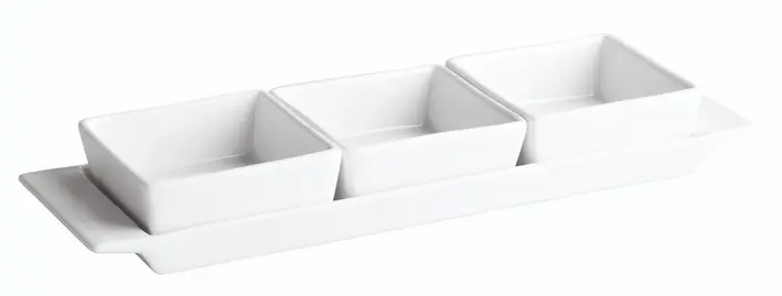 Soporte porcelana c / 3 bol Ming 8x8x3,5 cm 30x9x2 cm