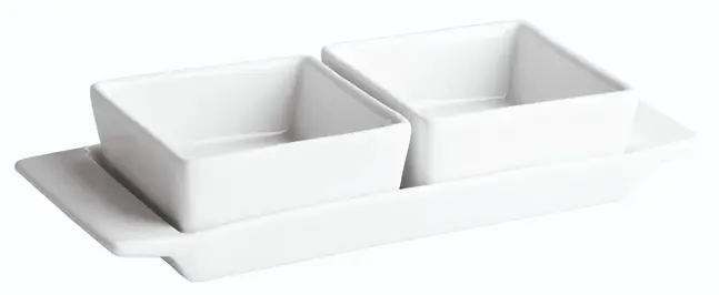 Soporte porcelana c / 2 bol Ming 8x8x3,5 cm 22x9x4 cm